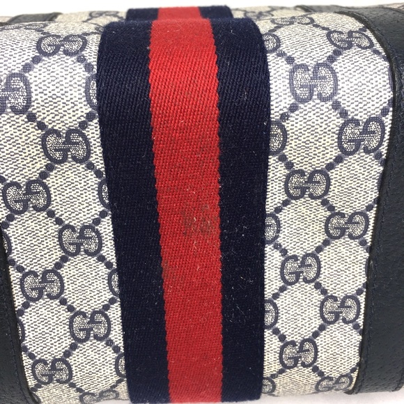 Authentic Gucci navy & grey Boston satchel bag - Picture 9 of 16